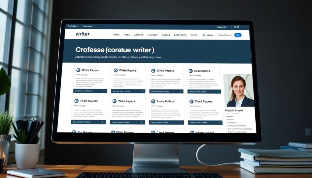 Professional writer portfolio website showcasing corporate writing samples