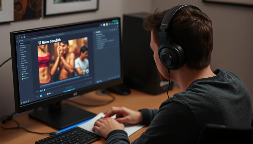 Writer working while listening to video game soundtrack to beat writer's block Writer working while listening to video game soundtrack to beat writer's block