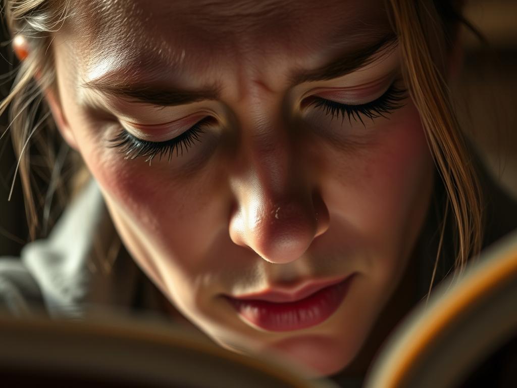 A reader reacting emotionally to text with negative tone words