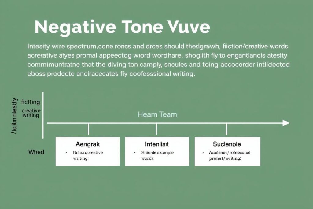 A spectrum showing intensity of negative tone words appropriate for different writing contexts