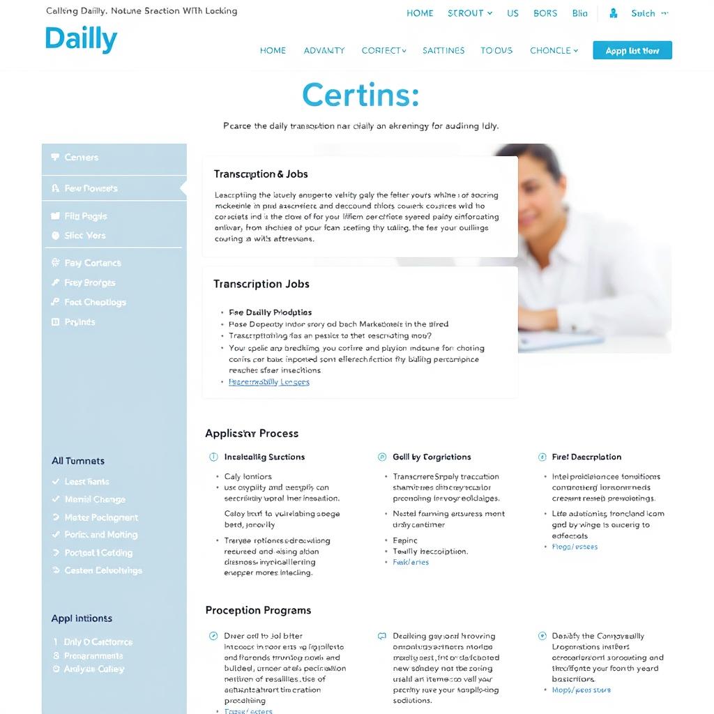 Daily Transcription careers page showing job listings