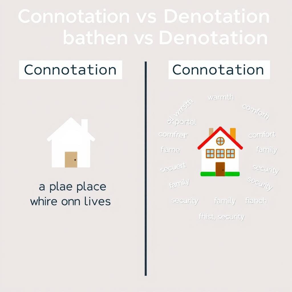 Diagram showing connotation vs denotation with the word 'home'