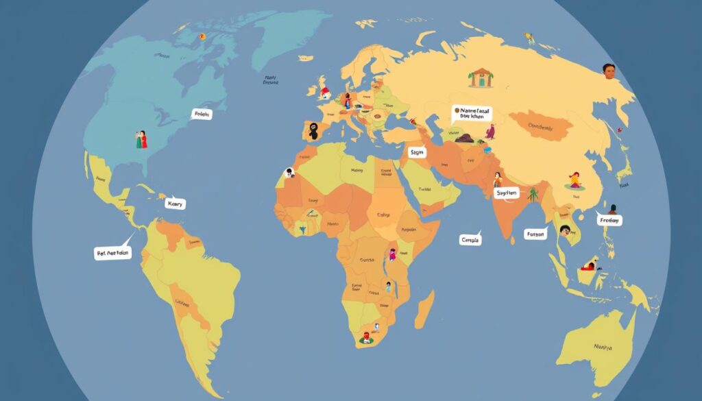 Global map highlighting different euphemism traditions across cultures