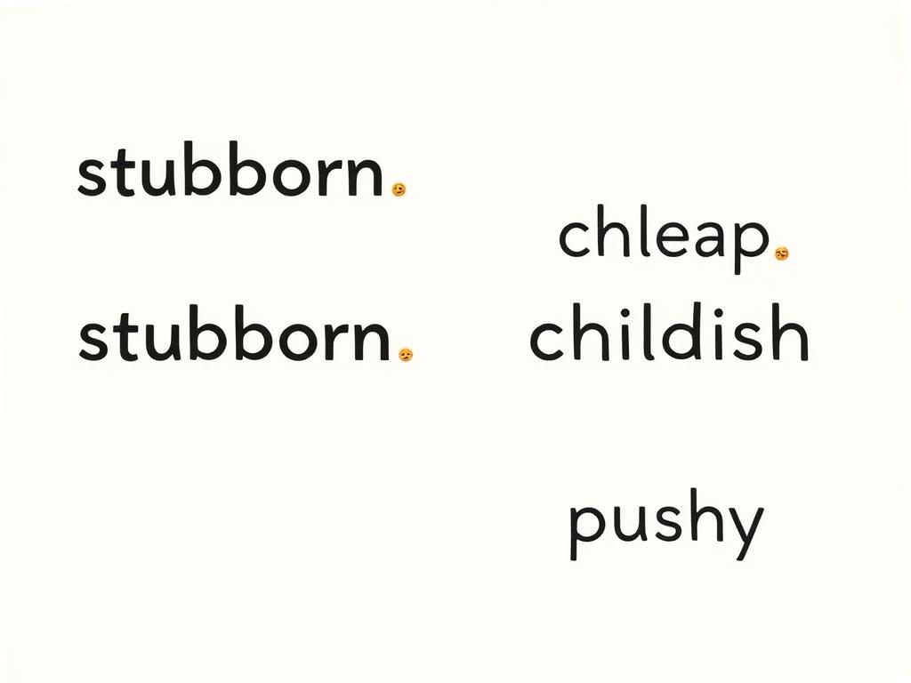 Negative connotative words with unhappy expressions