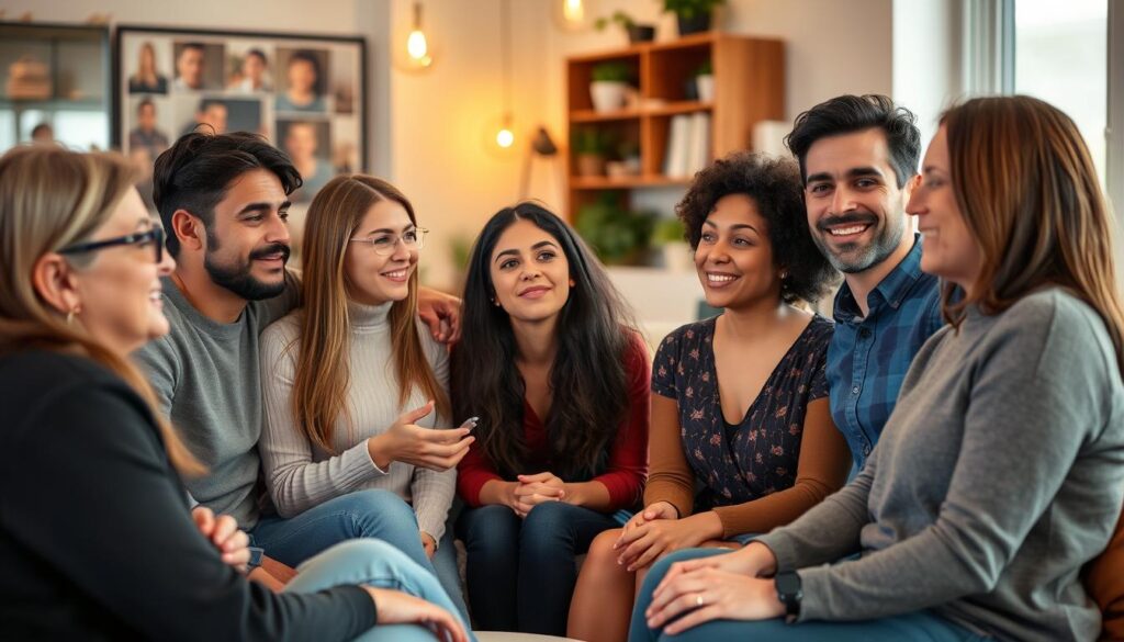 People in a social gathering using euphemistic language