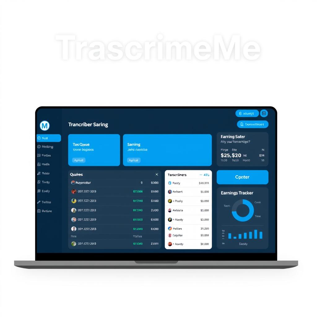 TranscribeMe platform dashboard showing job queue