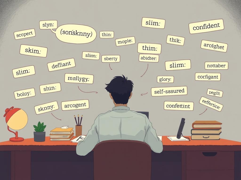 Writer selecting words with appropriate connotations