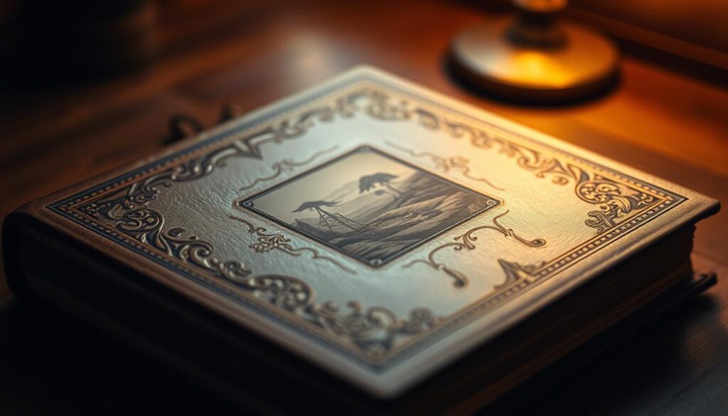 book design with images and drop caps